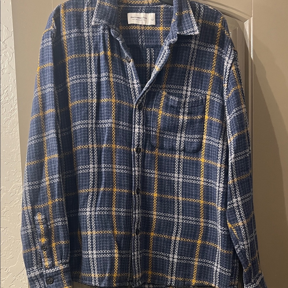 Blue Silver and Gold  Plaid Men's Shirt
